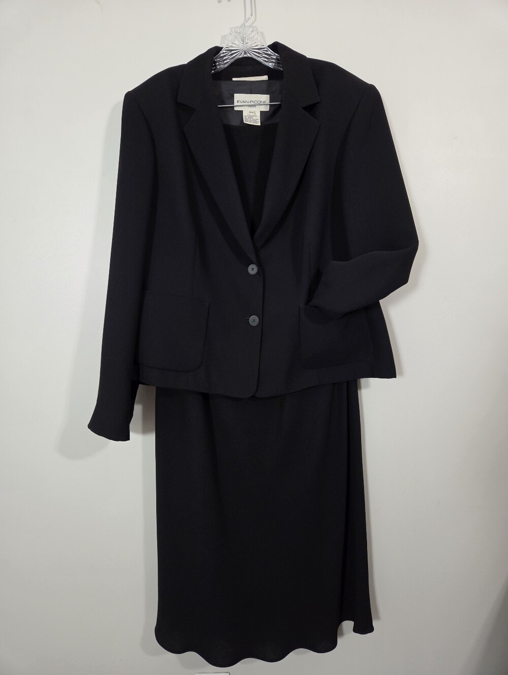 Evan-Picone Womens Black Executive Suit Dress & Blazer Set 18W Dark Corporate